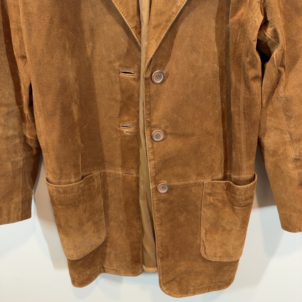 Margaret Godfrey Brown Suede Leather Blazer Jacket Womens Size‎ 10 - Picture 3 of 13